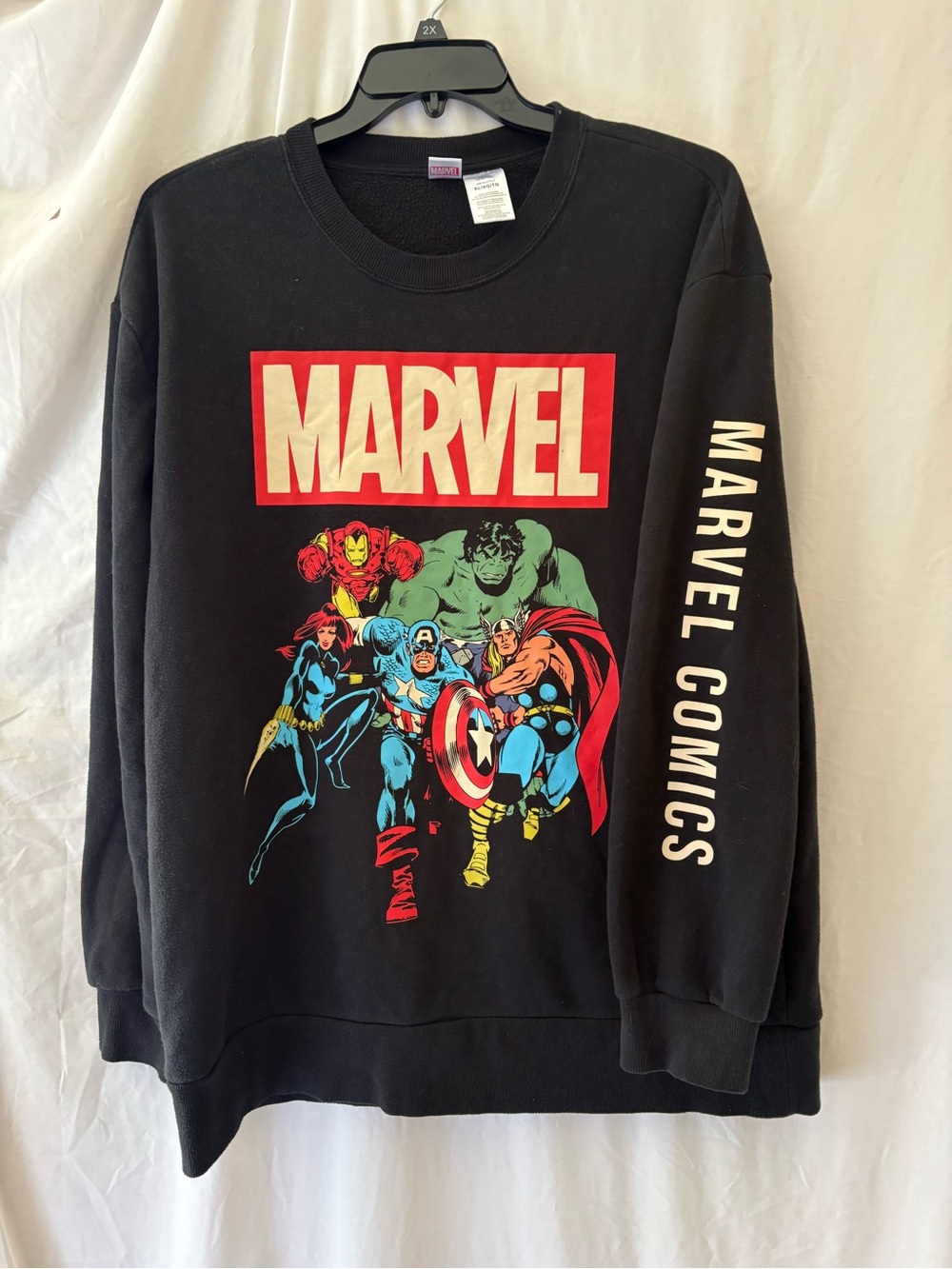 Marvel Black Crewneck Sweatshirt with Classic Avengers Graphic